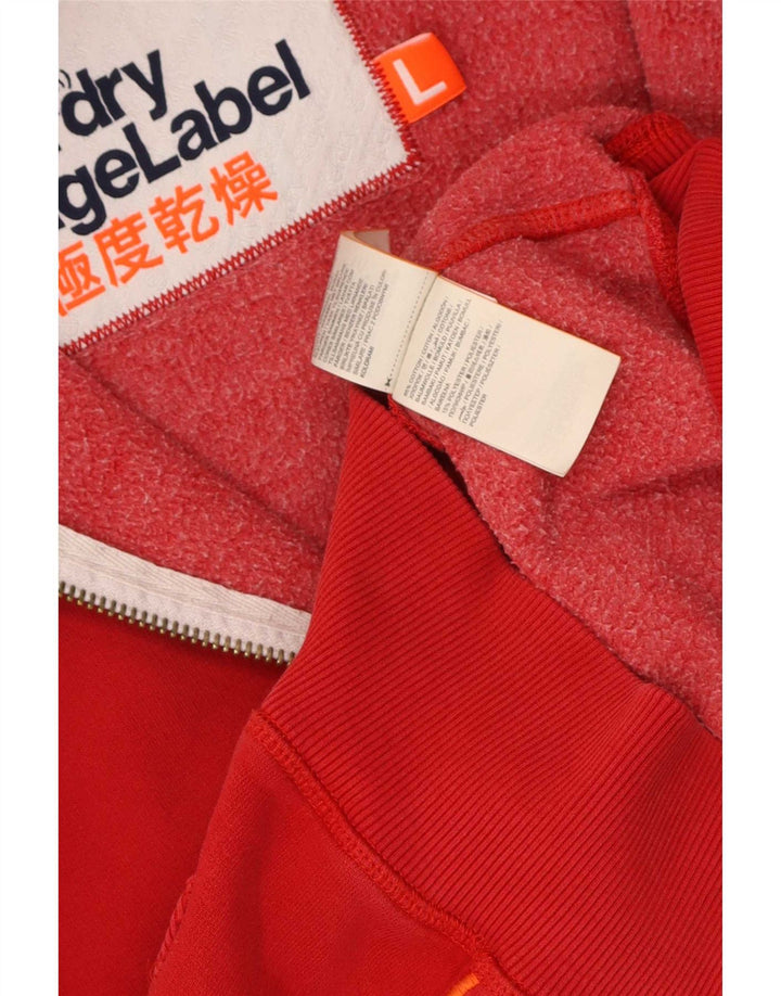 Superdry Mens Zip Hoodie Sweater Large Red Cotton