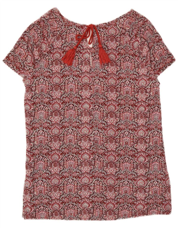 Fat Face Womens Tunic Top UK 12 Medium Red Floral Viscose