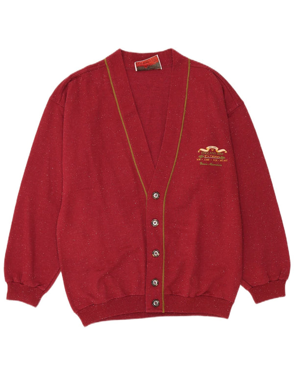 Vintage Mens Cardigan Sweater Large Burgundy Flecked