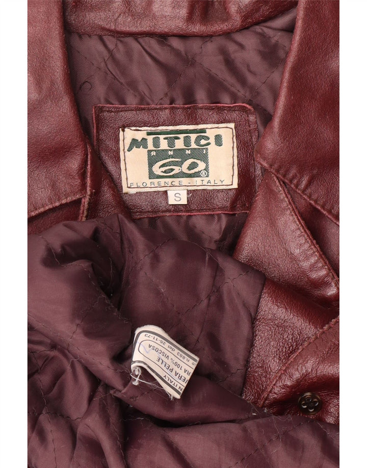 Womens Leather Jacket UK 10 Small Maroon Leather