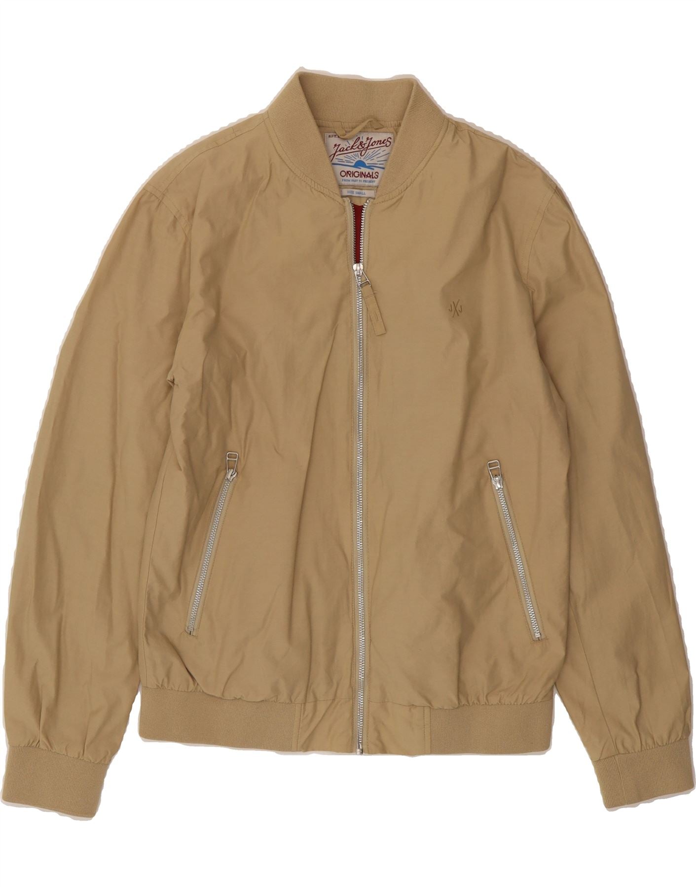 JACK JONES Mens Bomber Jacket UK 36 Small Beige Vintage