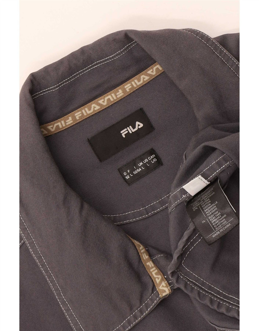 Fila Mens Utility Jacket UK 40 Large Grey Cotton