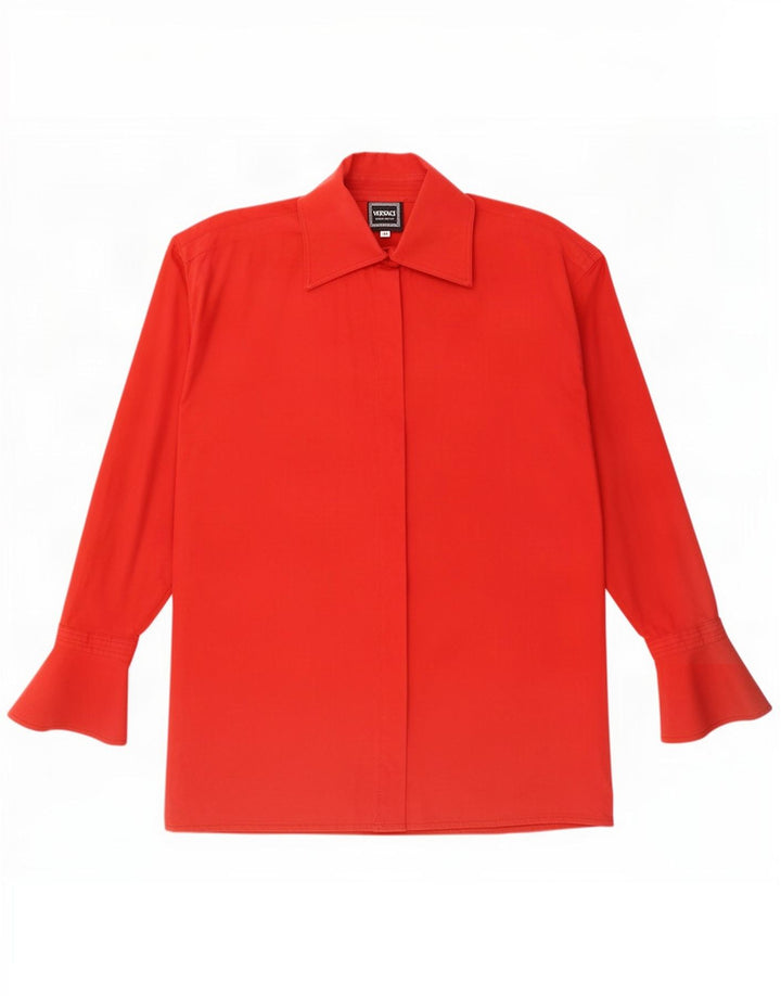 Versace Womens Shirt UK 14 Medium Red Cotton