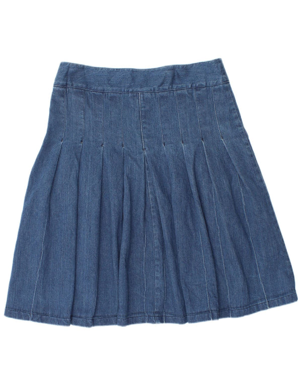 Laura Ashley Womens Pleated Denim Skirt UK 10 Small W30  Blue Cotton
