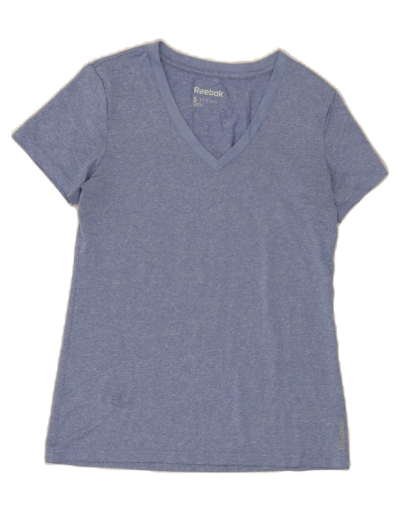 REEBOK Womens T-Shirt Top UK 10 Small Blue Flecked Vintage Reebok and Second-Hand Reebok from Messina Hembry 