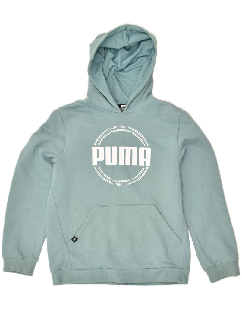 PUMA Boys Graphic Hoodie Jumper 13-14 Years  Blue Cotton | Vintage Puma | Thrift | Second-Hand Puma | Used Clothing | Messina Hembry 