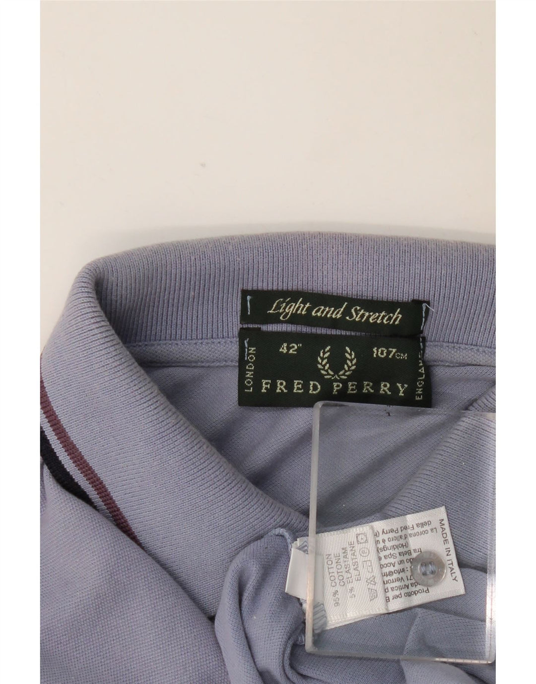 FRED PERRY Mens Long Sleeve Polo Shirt Medium Blue Cotton