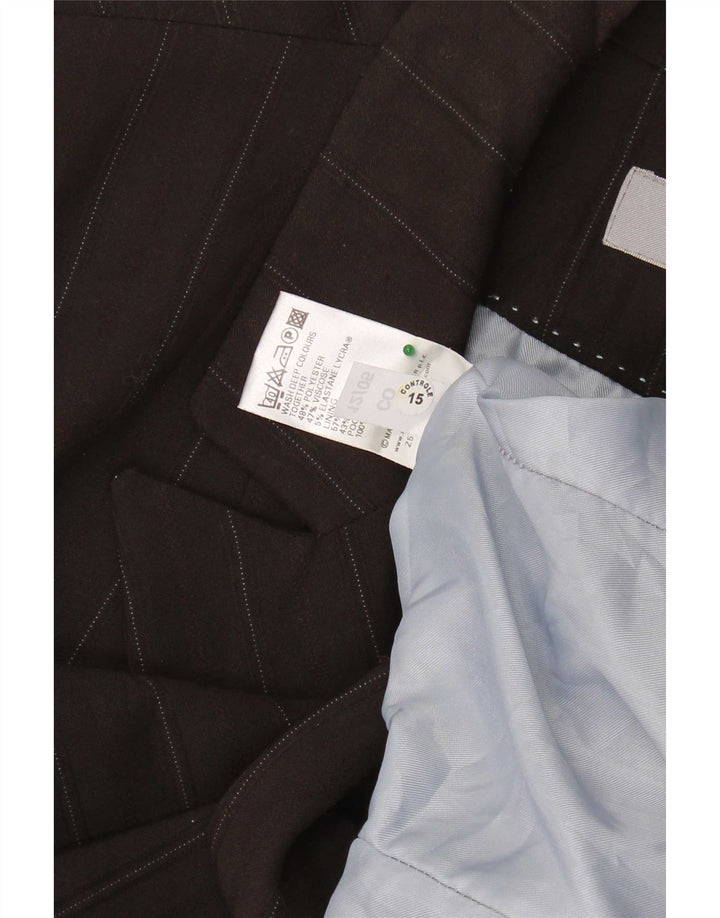 Marks & Spencer Womens Overcoat UK 20 2XL Brown Pinstripe Polyester
