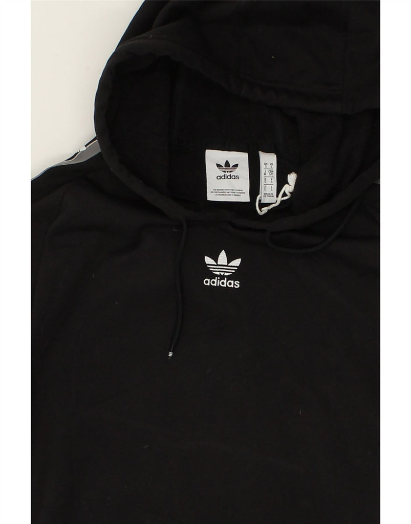 ADIDAS Mens Graphic Hoodie Jumper Small Black Polyester | Vintage Adidas | Thrift | Second-Hand Adidas | Used Clothing | Messina Hembry 