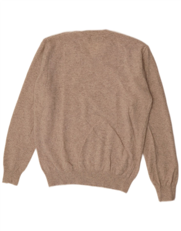 Lambretta Mens V-Neck Jumper Sweater Large Beige Lambswool