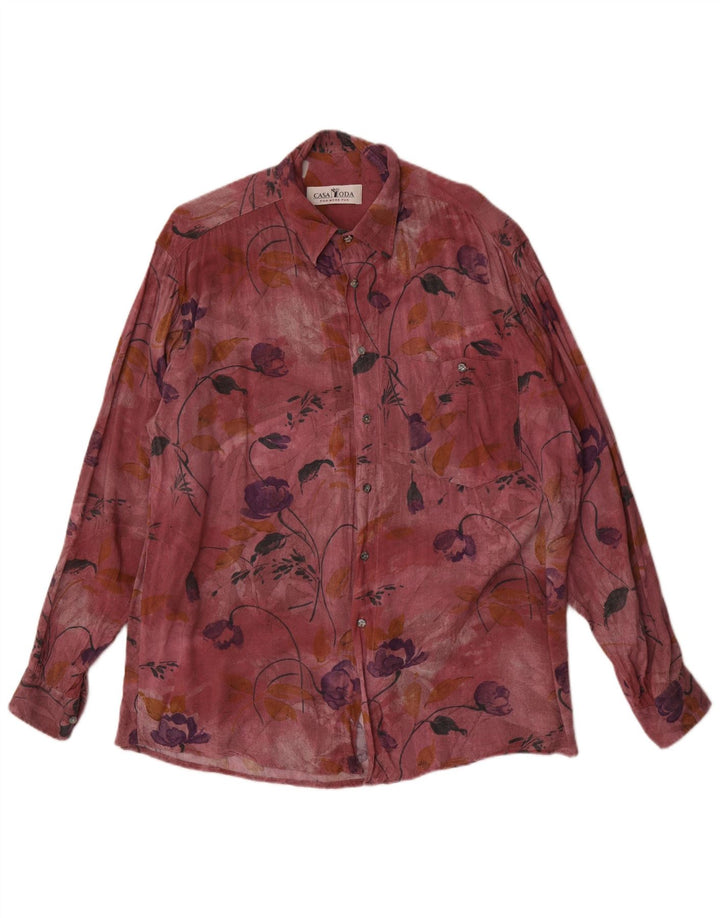 Casa Moda Mens Shirt XL Burgundy Floral