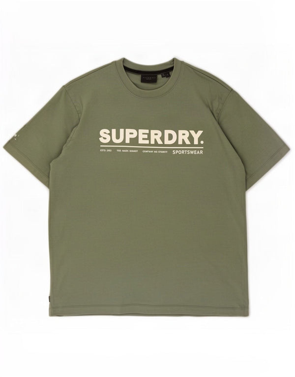 Superdry Mens Graphic T-Shirt Top Large Green Cotton