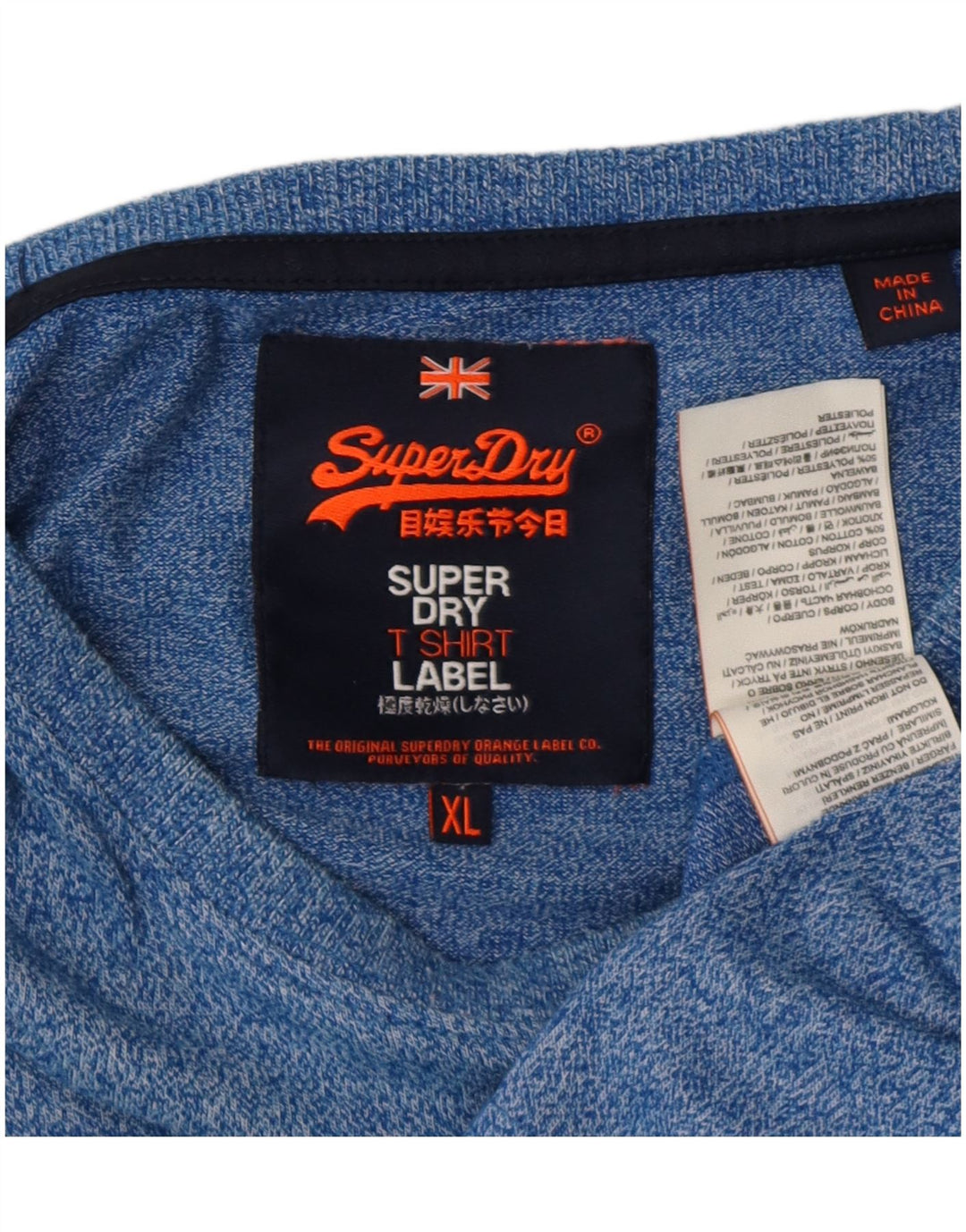 Superdry Mens Graphic T-Shirt Top XL Blue Flecked Cotton