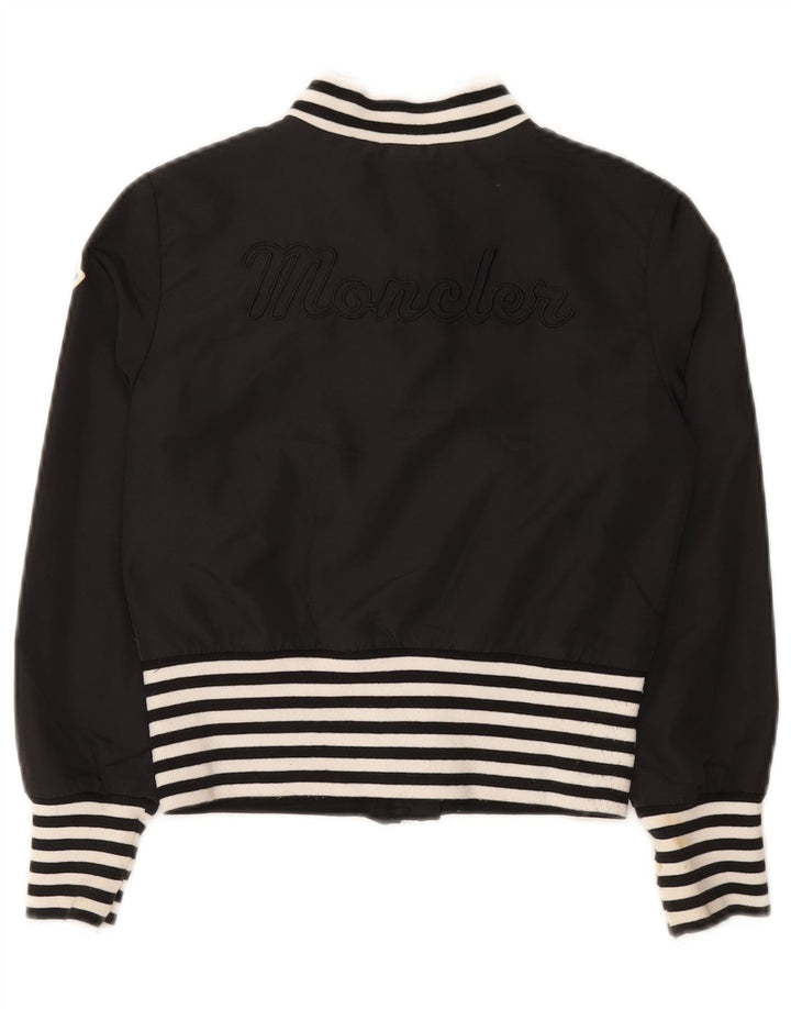 Moncler Girls Crop Bomber Jacket 9-10 Years Black Striped Polyamide