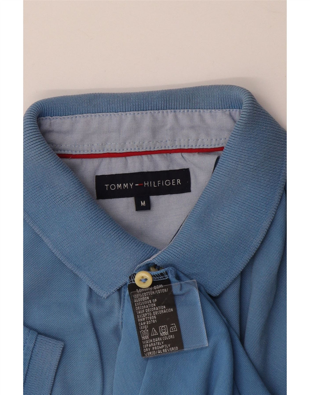 TOMMY HILFIGER Mens Polo Shirt Medium Blue Cotton