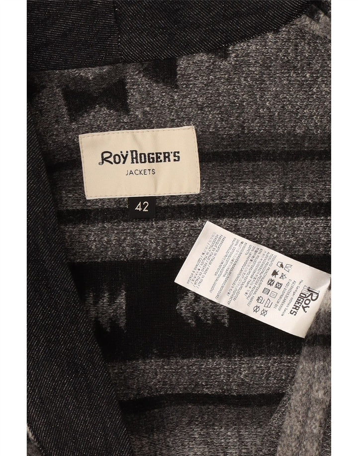 Roy Rogers Womens Oversized Cardigan Sweater IT 42 Medium Grey Geometric