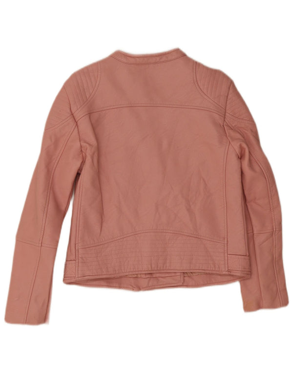 Zara Girls Faux Leather Jacket 13-14 Years Pink Polyester