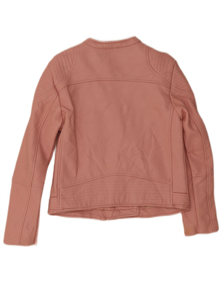 Zara Girls Faux Leather Jacket 13-14 Years Pink Polyester