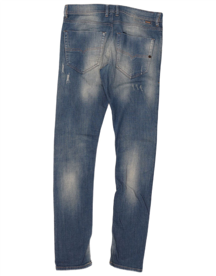 Diesel Mens Tepphar Distressed Carrot Slim Jeans W30 L32 Blue Cotton
