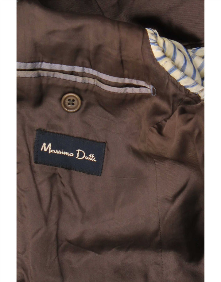 Massimo Dutti Mens 2 Button Blazer Jacket EU 40 Medium Grey Pinstripe Wool