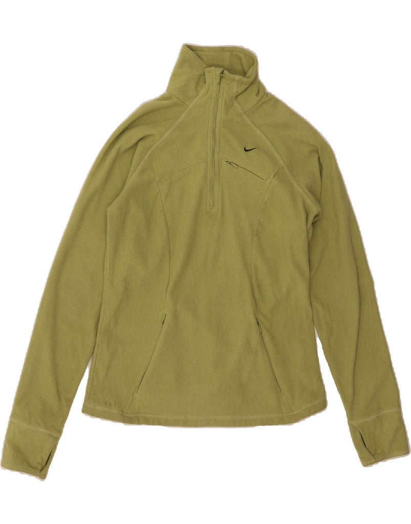 NIKE Womens Zip Neck Fleece Jumper US 8/10 Medium Green Polyester Vintage Nike and Second-Hand Nike from Messina Hembry 