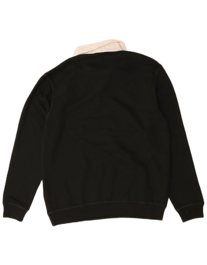 Zara Mens Polo Neck Sweatshirt Jumper Small Black Cotton