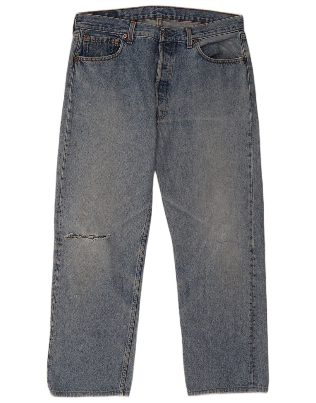 Levi's Mens 501 Distressed Straight Jeans W32 L27 Blue Cotton