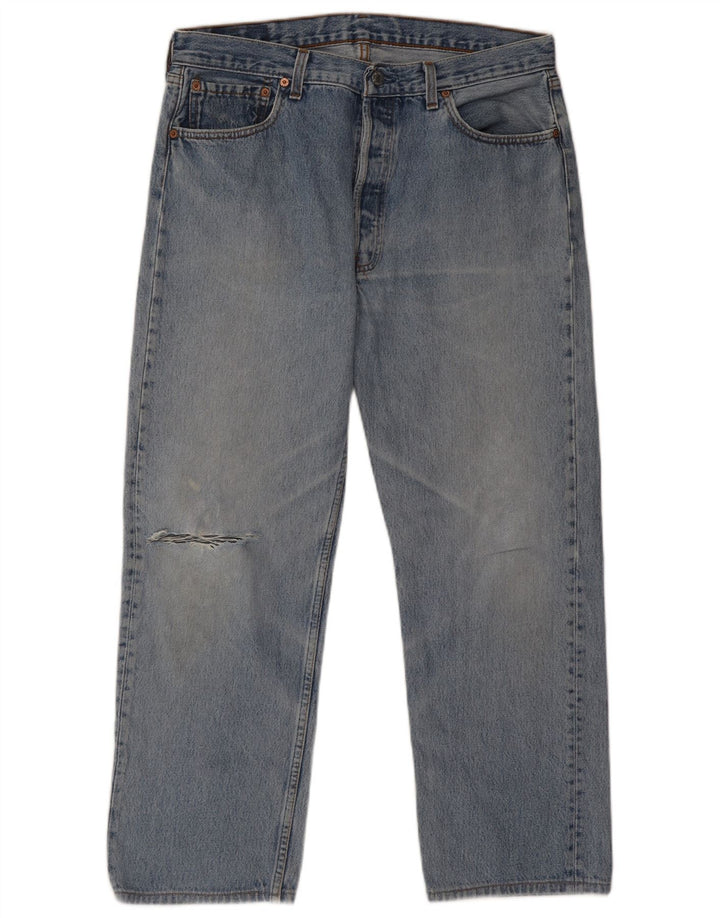 Levi's Mens 501 Distressed Straight Jeans W32 L27 Blue Cotton