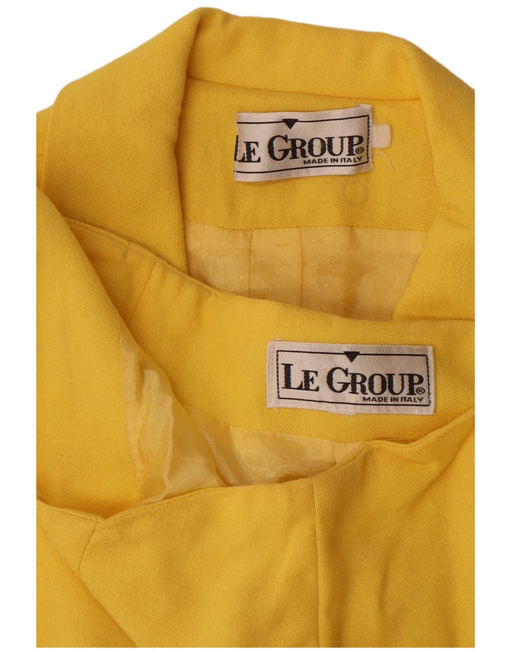 Le Group Womens 6 Button 2 Piece Skirt Set UK 12 Medium W28 Yellow Wool