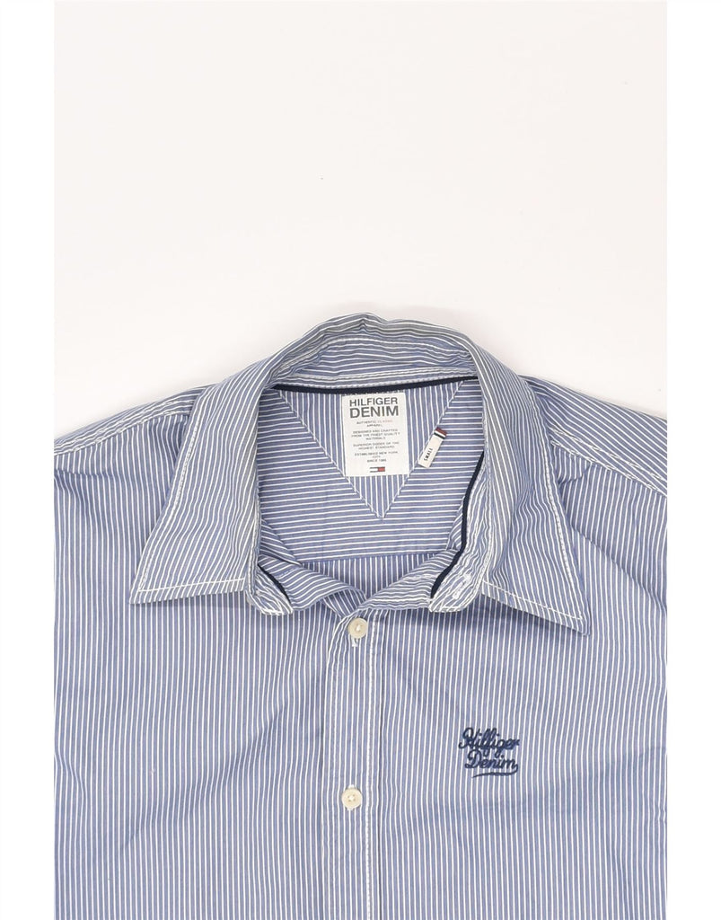 TOMMY HILFIGER Mens Shirt Small Blue Pinstripe Cotton | Vintage Tommy Hilfiger | Thrift | Second-Hand Tommy Hilfiger | Used Clothing | Messina Hembry 