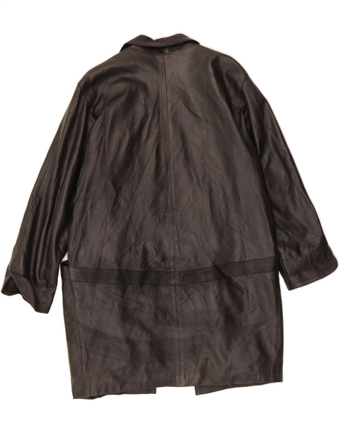 VINTAGE Womens Open Leather Coat UK 20 2XL Black Vintage Vintage and Second-Hand Vintage from Messina Hembry 