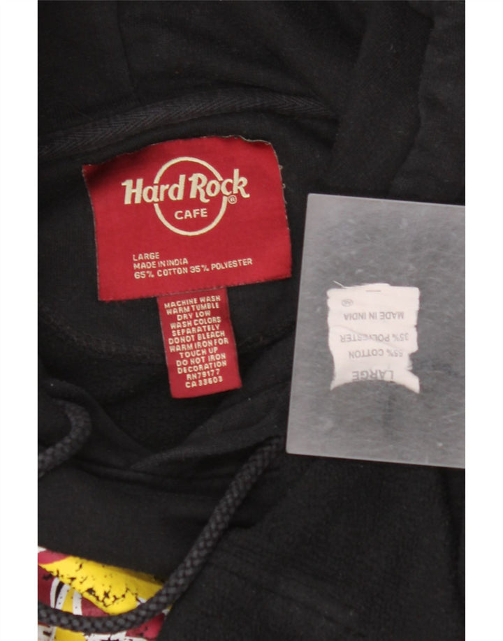 HARD ROCK CAFE Mens Vienna Graphic Hoodie Jumper Large Black Cotton