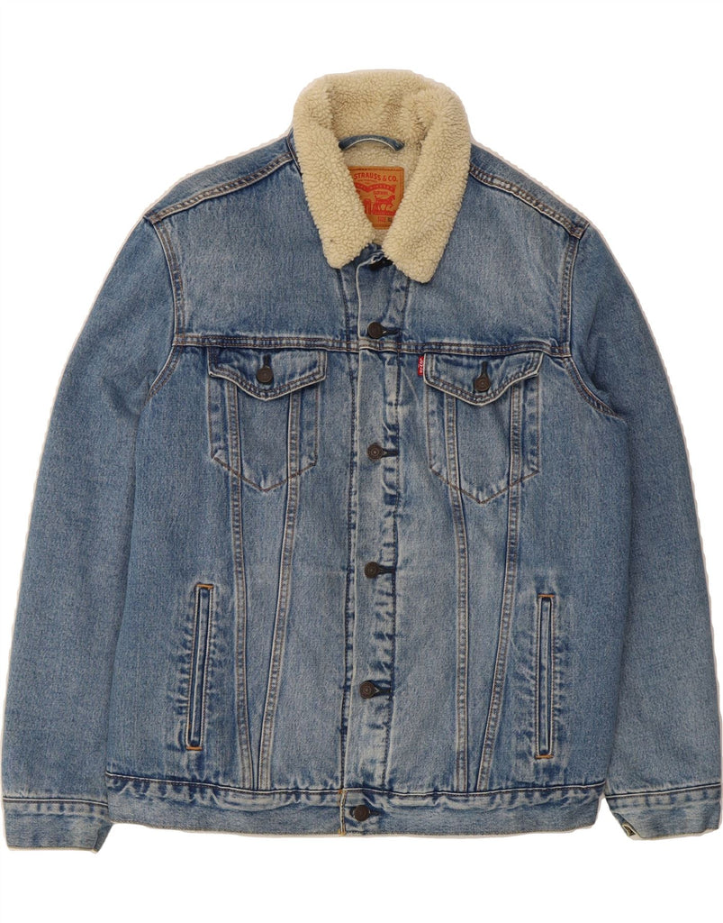 LEVI'S Mens Denim Sherpa Jacket UK 42 XL Blue Cotton Vintage Levi's and Second-Hand Levi's from Messina Hembry 