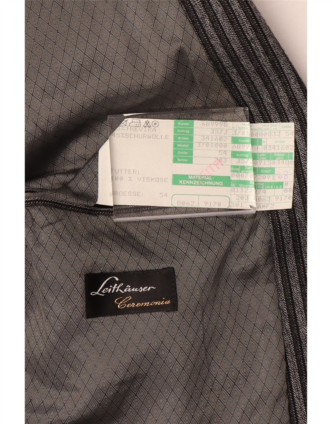 Leithauser Mens 1 Button Blazer Jacket EU 54 2XL Grey Striped Trevira