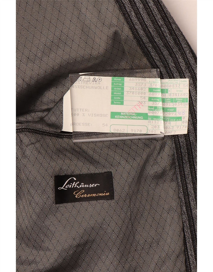 Leithauser Mens 1 Button Blazer Jacket EU 54 2XL Grey Striped Trevira