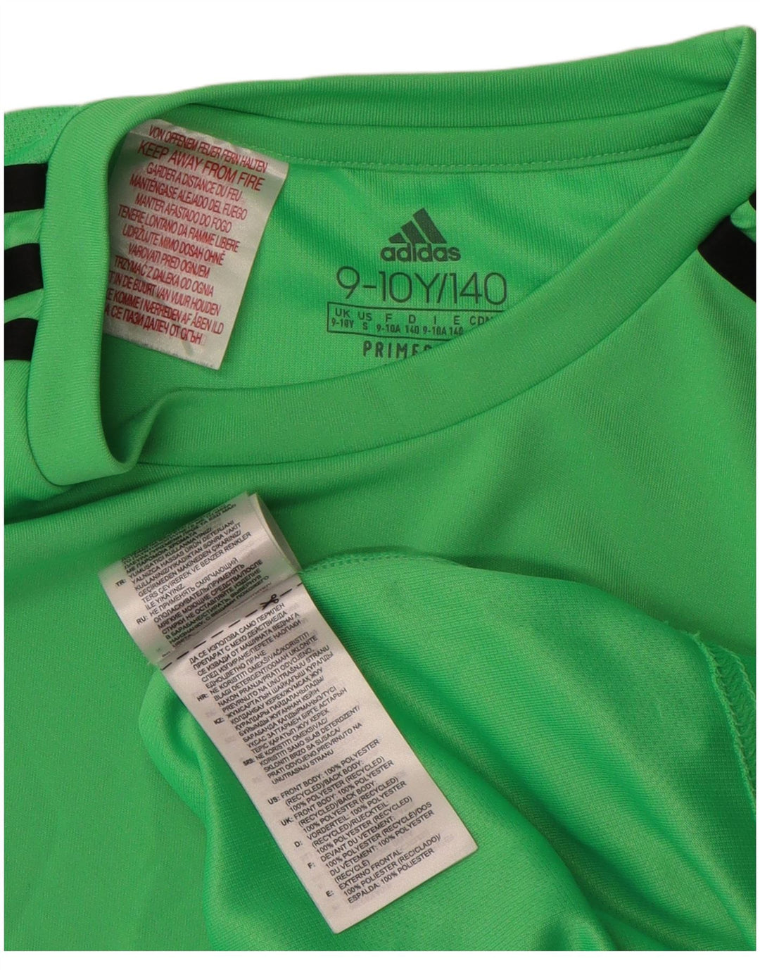 Adidas Boys Aeroready T-Shirt Top 9-10 Years Green Polyester