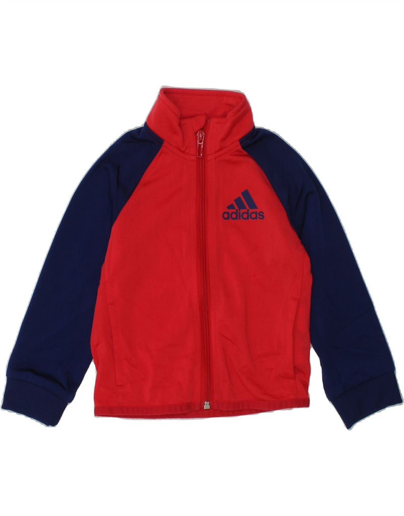 ADIDAS Baby Boys Graphic Tracksuit Top Jacket 18-24 Months Red Colourblock | Vintage Adidas | Thrift | Second-Hand Adidas | Used Clothing | Messina Hembry 