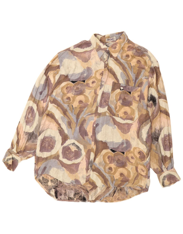 Vintage Mens Abstract Pattern Loose Fit Shirt Medium Multicoloured Viscose