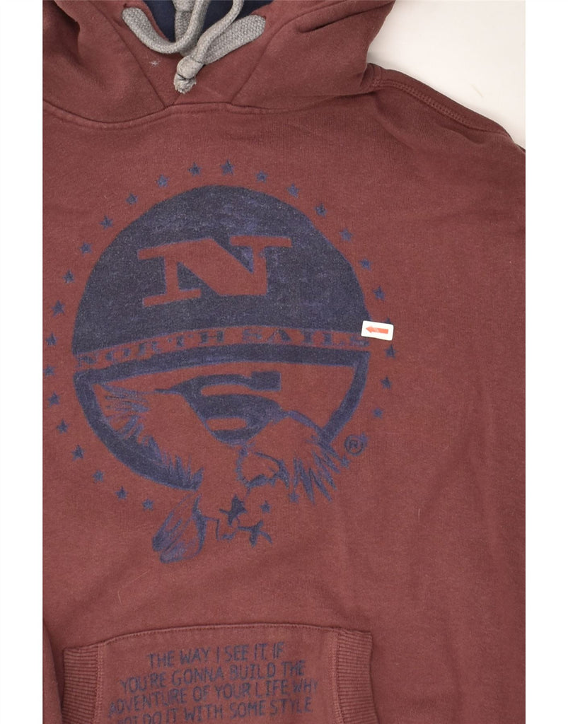 NORTH SAILS Mens Graphic Hoodie Jumper Medium Maroon Cotton | Vintage North Sails | Thrift | Second-Hand North Sails | Used Clothing | Messina Hembry 