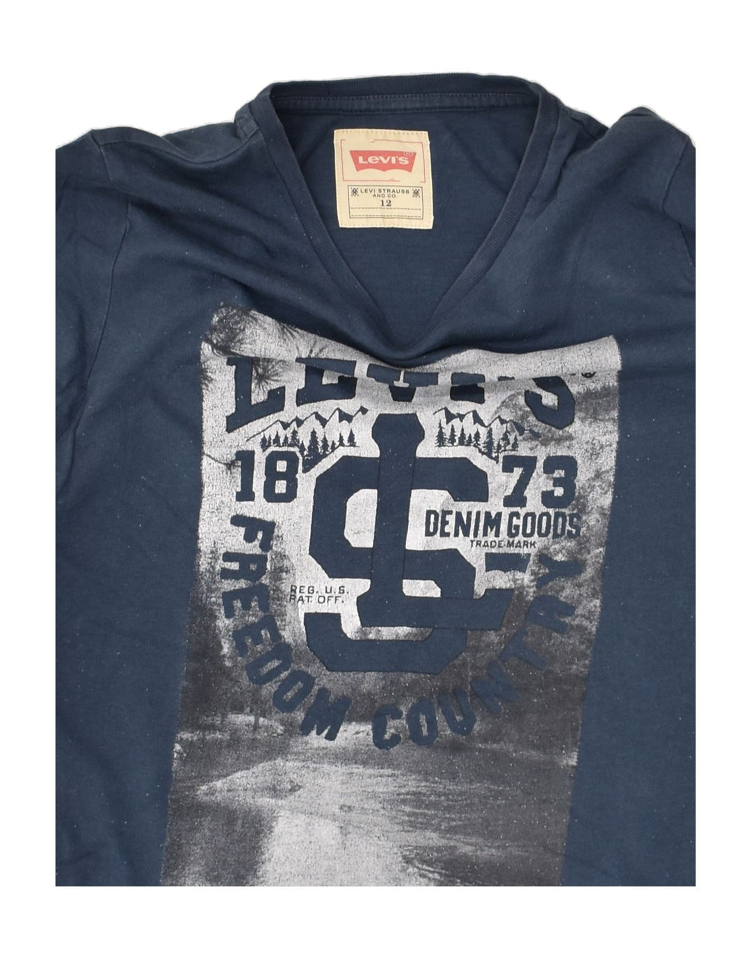 LEVI'S Boys Graphic Top Long Sleeve 11-12 Years Navy Blue Cotton | Vintage Levi's | Thrift | Second-Hand Levi's | Used Clothing | Messina Hembry 