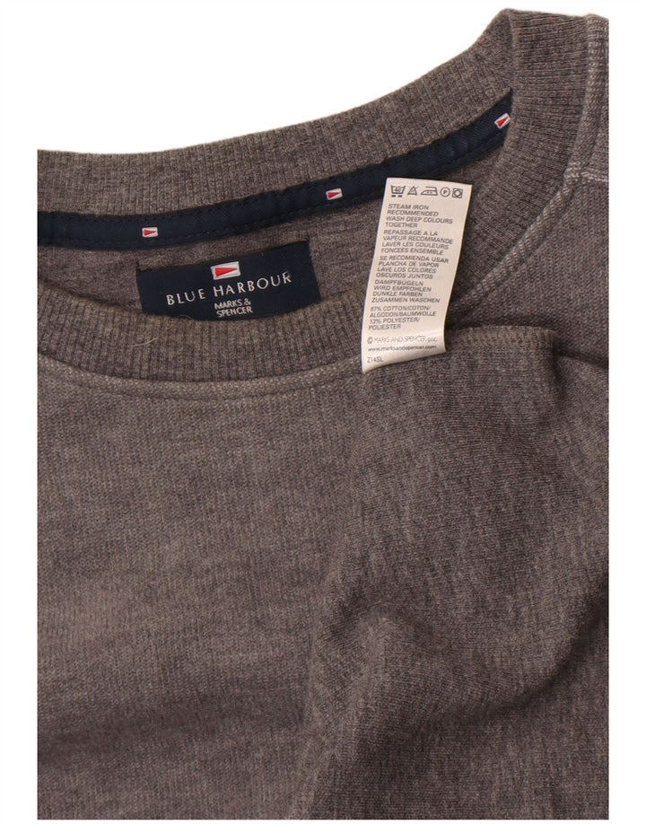 Marks & Spencer Mens Blue Harbour Top Long Sleeve 2XL Grey Colourblock