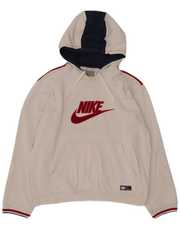 Nike Mens Graphic Hoodie Jumper UK 36/38 Small White Colourblock Sports