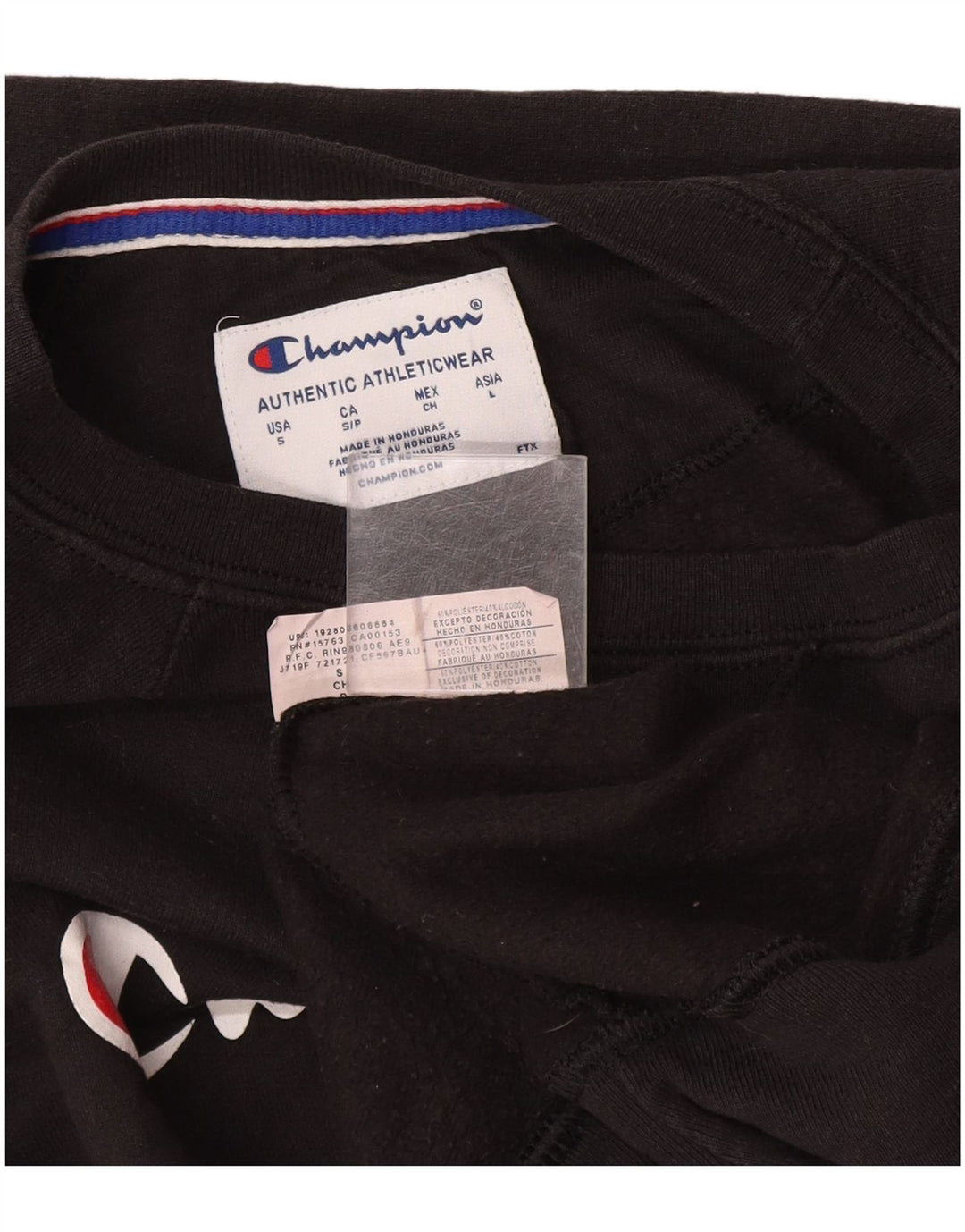 Champion Mens Graphic Sweatshirt Jumper Small Black Polyester