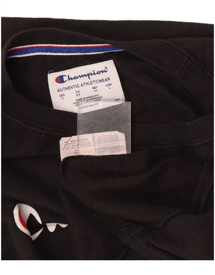 Champion Mens Graphic Sweatshirt Jumper Small Black Polyester