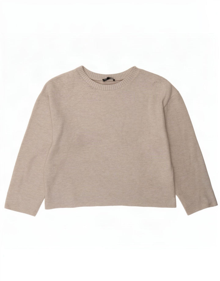Zara Womens Loose Fit Blouse Top UK 14 Medium Beige Polyester