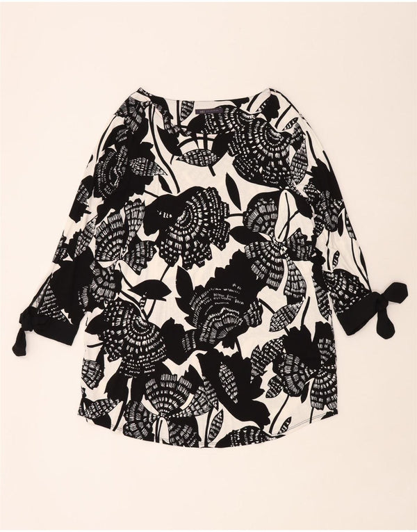 Marks & Spencer Womens Top 3/4 Sleeve UK 18 XL  White Floral Viscose