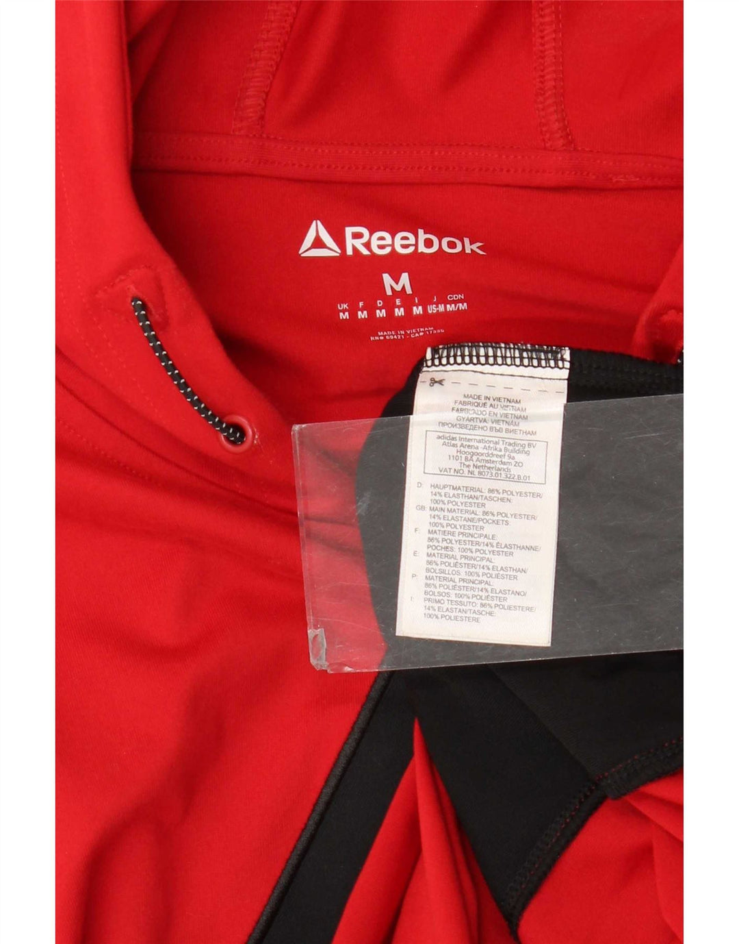 Reebok Mens Graphic Hoodie Jumper Medium Red Polyester