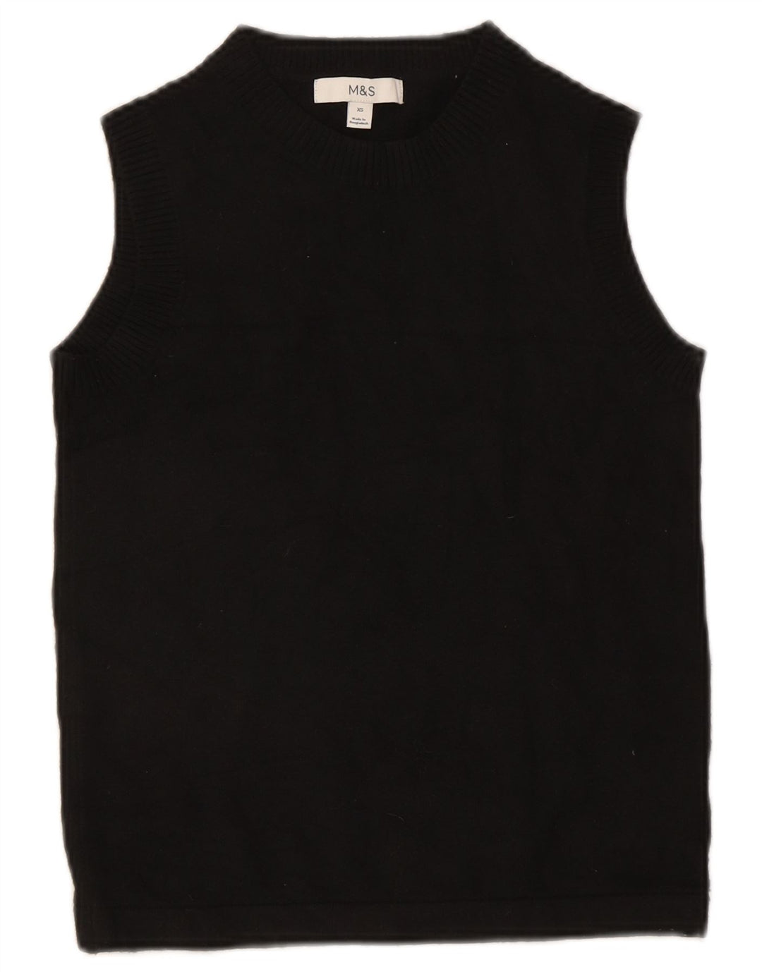 Marks & Spencer Womens Vest Tank Top UK 6 XS Black Polyester