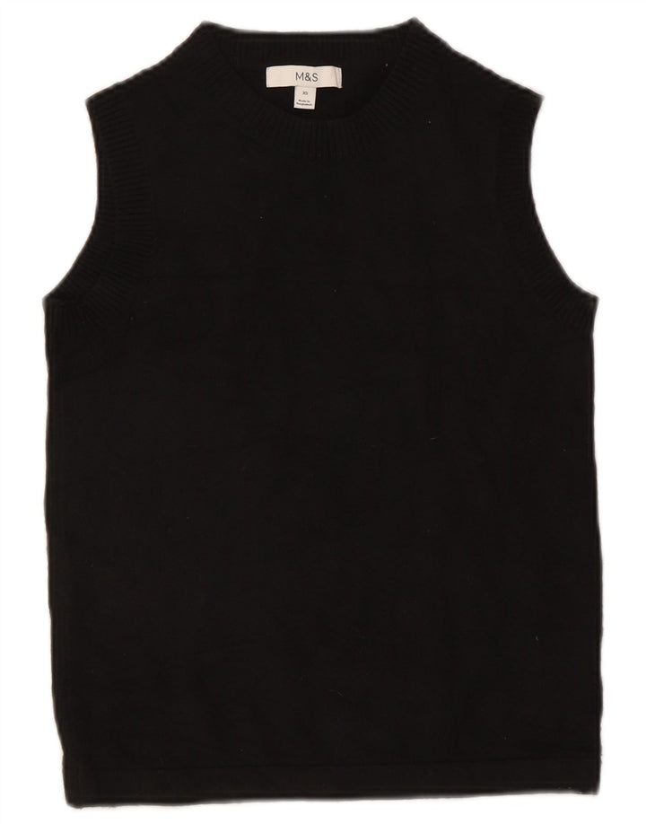 Marks & Spencer Womens Vest Tank Top UK 6 XS Black Polyester
