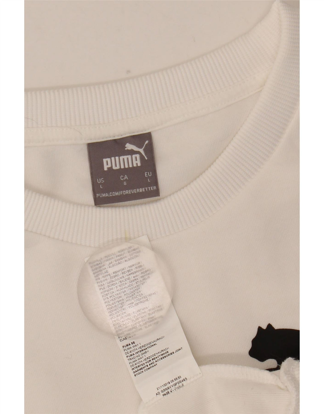 Puma Mens Graphic Sweatshirt Jumper Large White Polyester